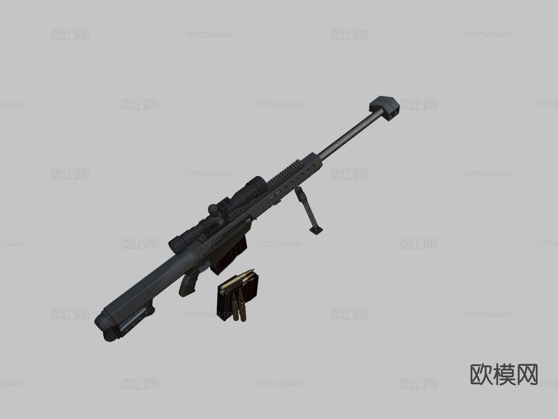 M82 50. 狙击步枪 枪支 枪械su模型下载（渲染图1）