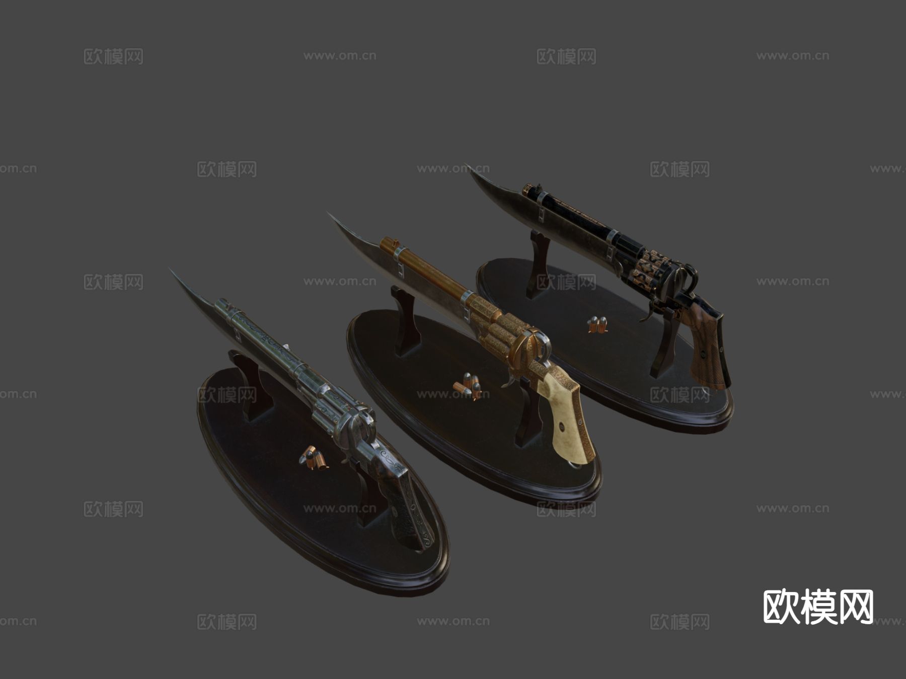 Gunblade 左轮手枪 枪支 枪械su模型下载（渲染图4）