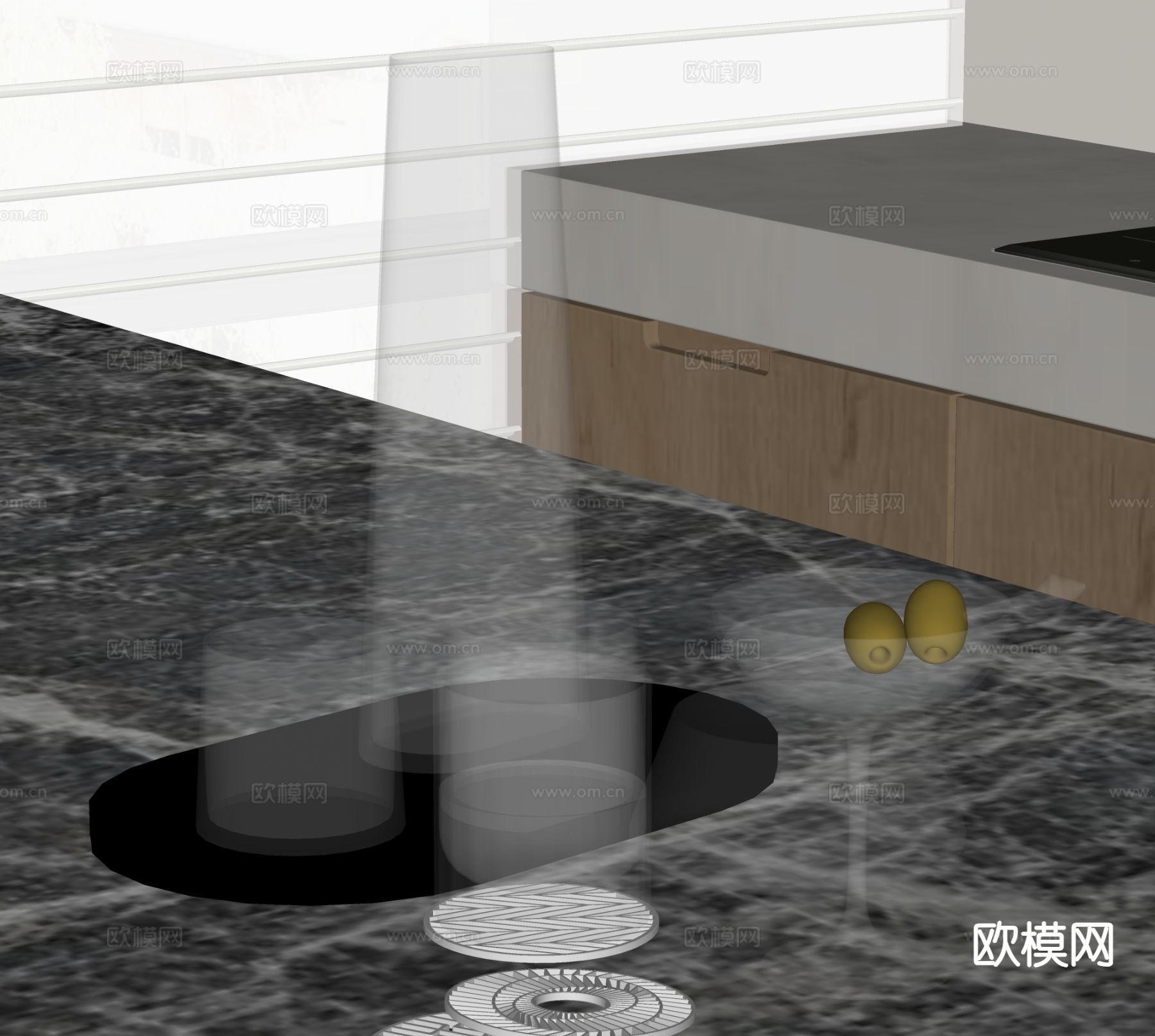 酒水 洋酒 酒杯 高脚杯su模型下载（渲染图1）