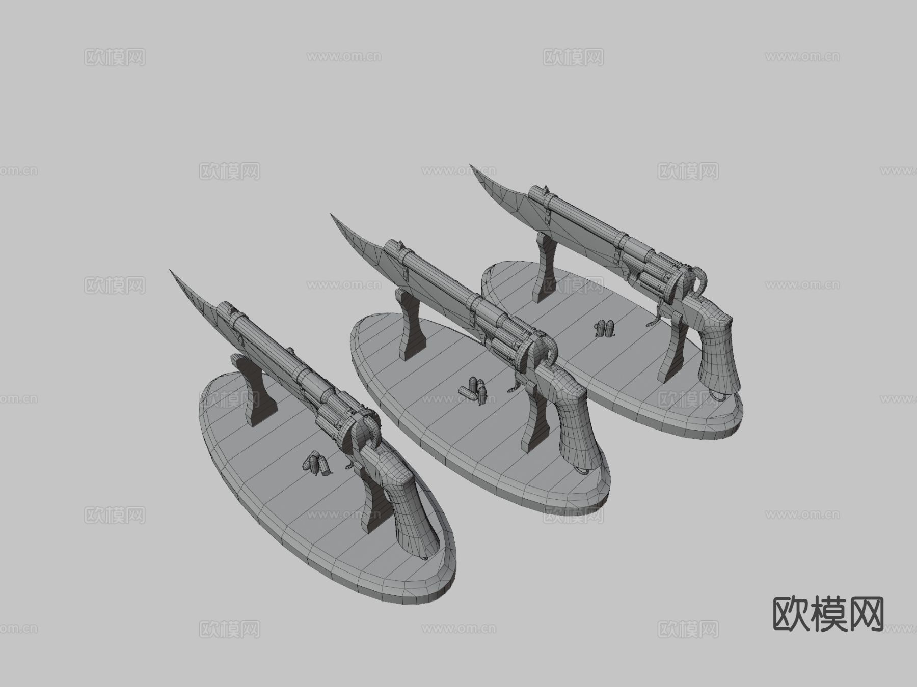 Gunblade 左轮手枪 枪支 枪械su模型下载（渲染图3）