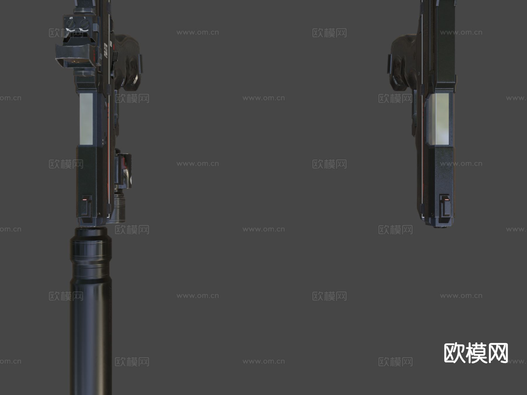 STN3 科幻手枪 消音枪 枪支3su模型下载（渲染图6）