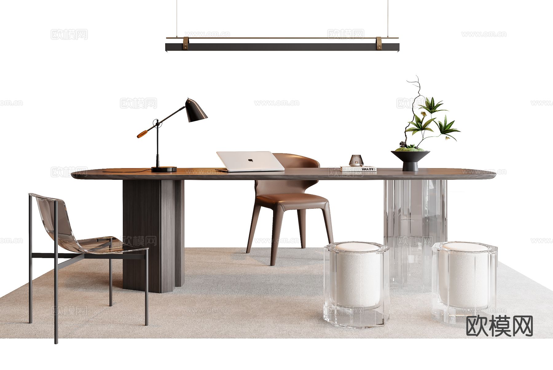 现代书桌椅3d模型下载