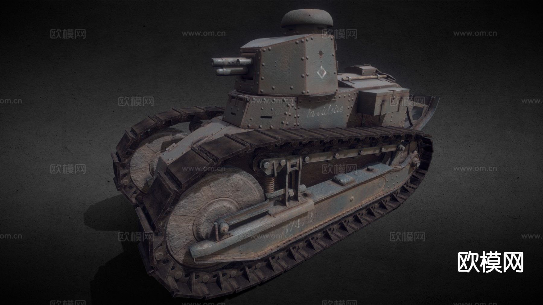 雷诺坦克 履带车 装甲车su模型下载（渲染图2）
