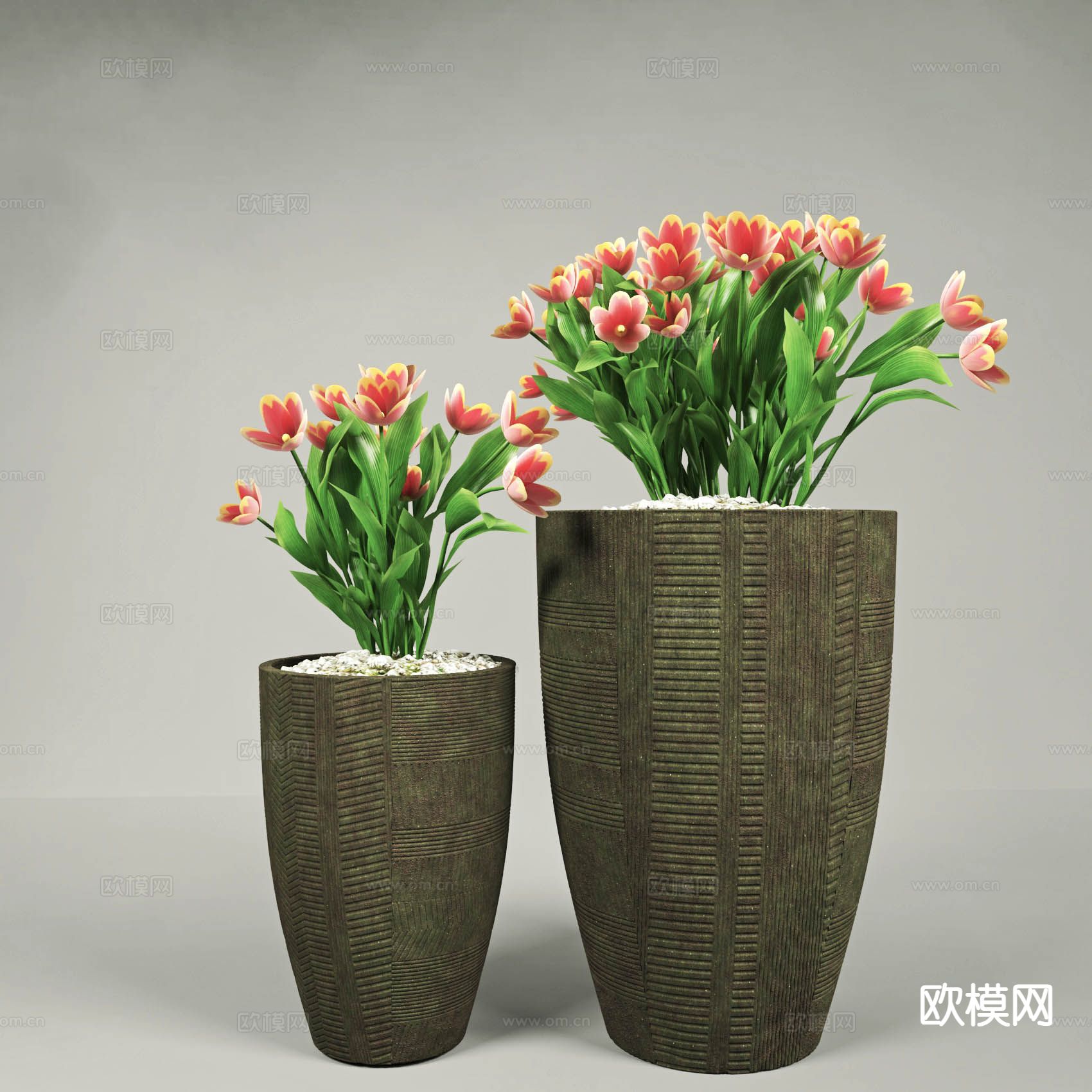 现代盆栽 花盆3d模型