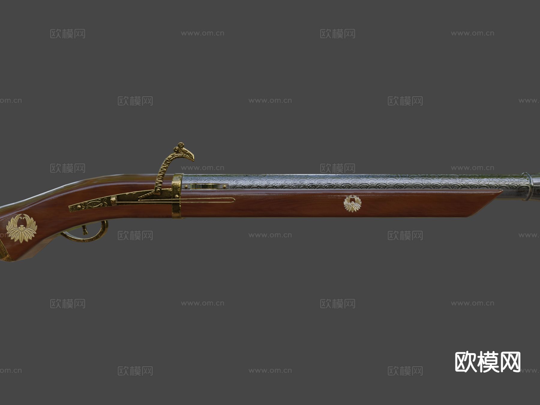 火绳枪 枪支 枪械su模型下载（渲染图6）