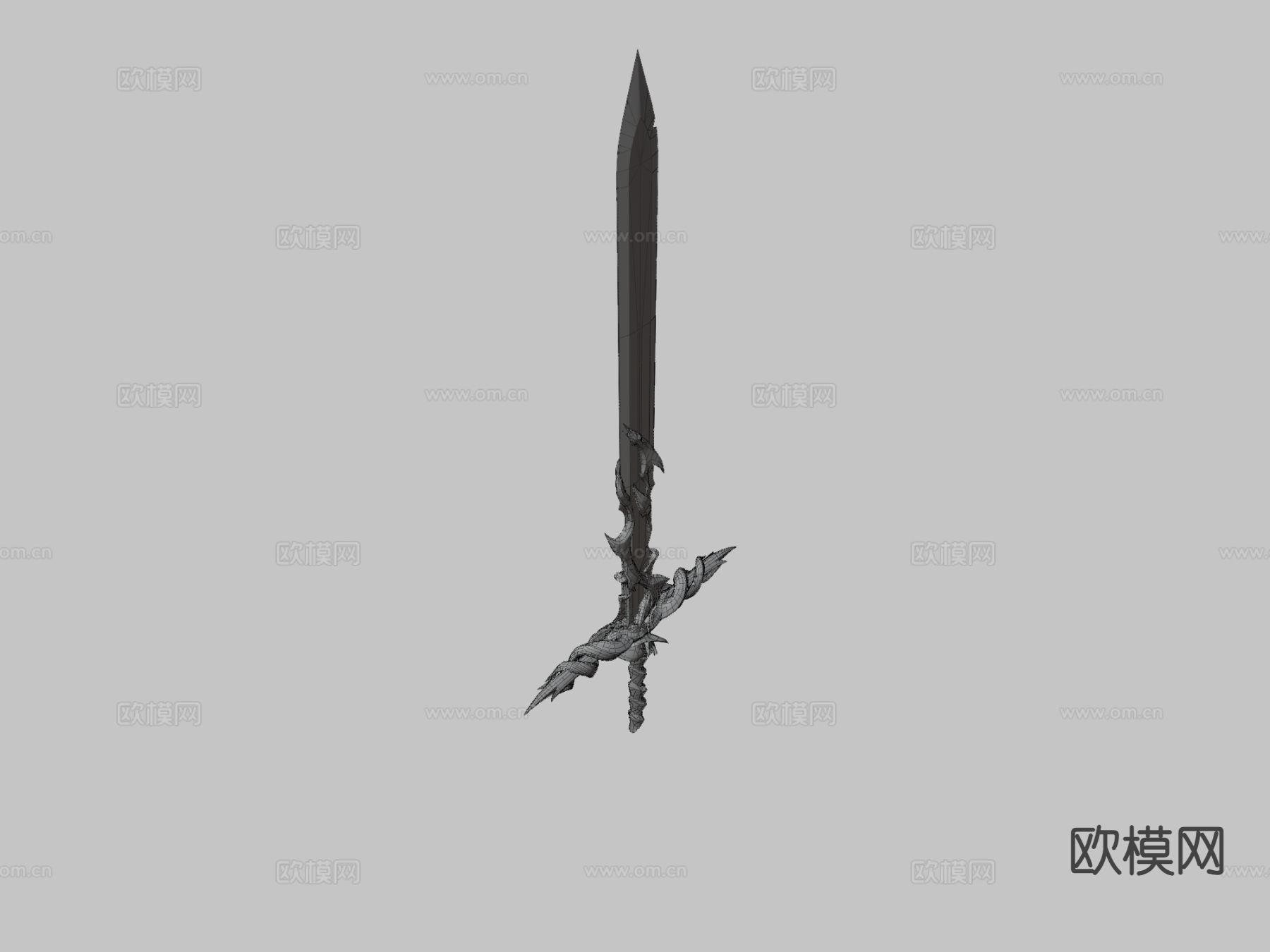 科幻光剑 大剑 游戏道具su模型下载（渲染图3）