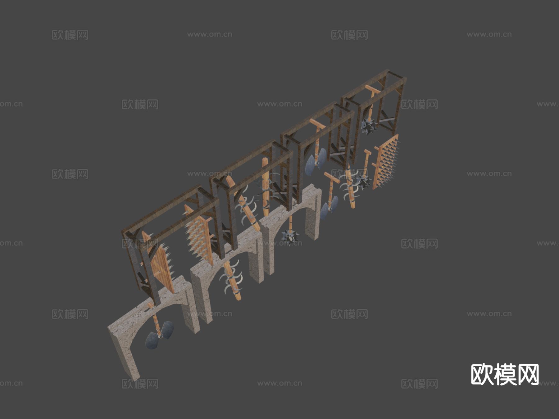 流星锤 斧头 大锤 武器su模型下载（渲染图7）