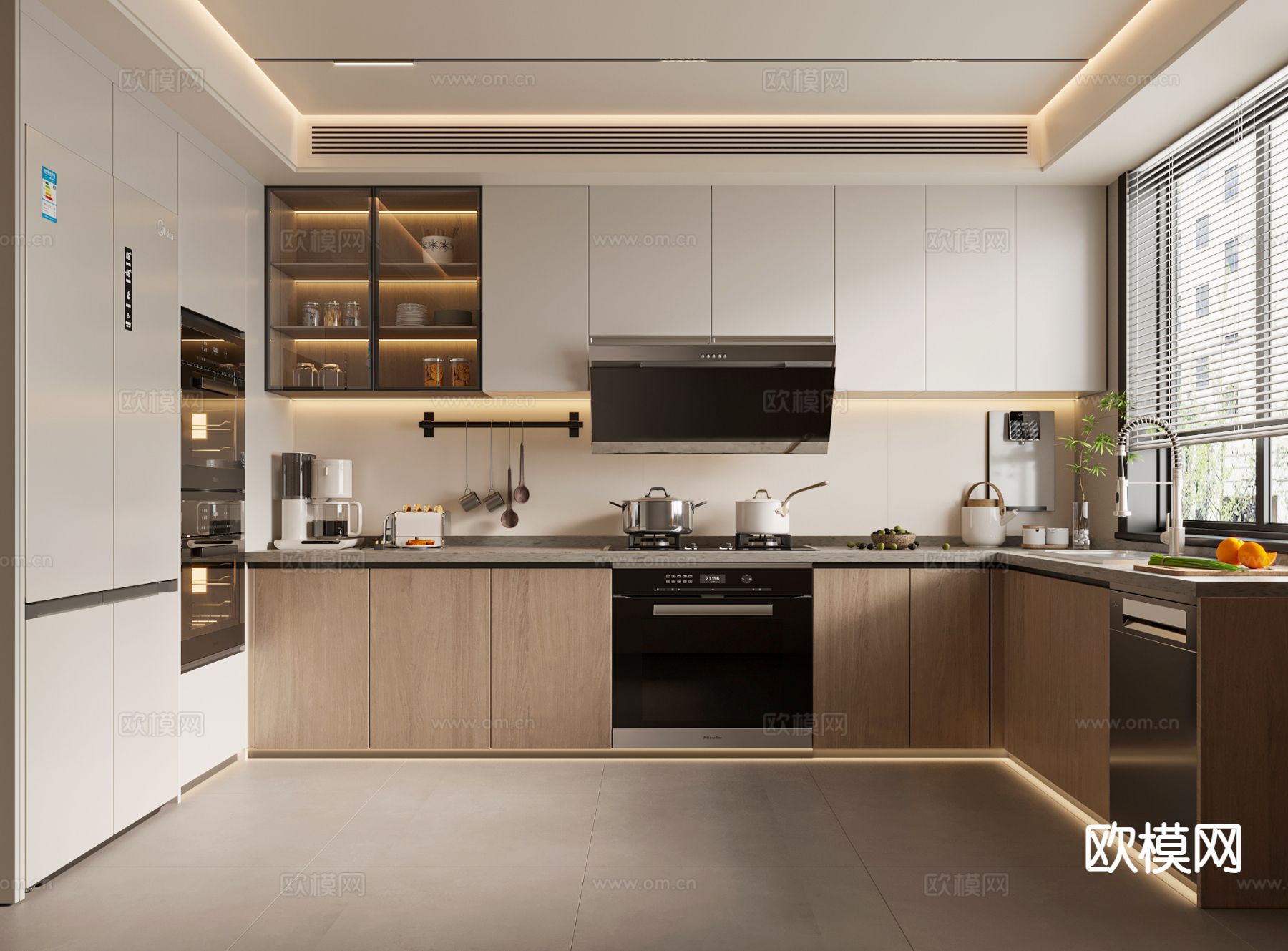 现代厨房 橱柜3d模型下载