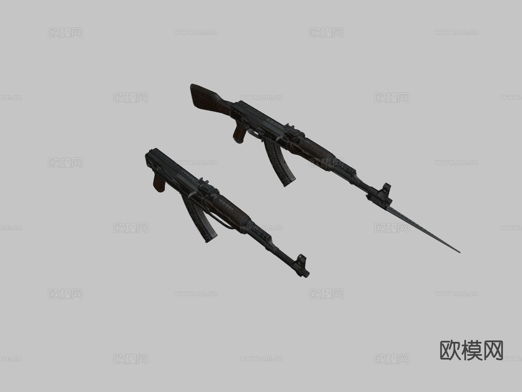 AK47 步枪 枪支 枪械su模型下载（渲染图1）