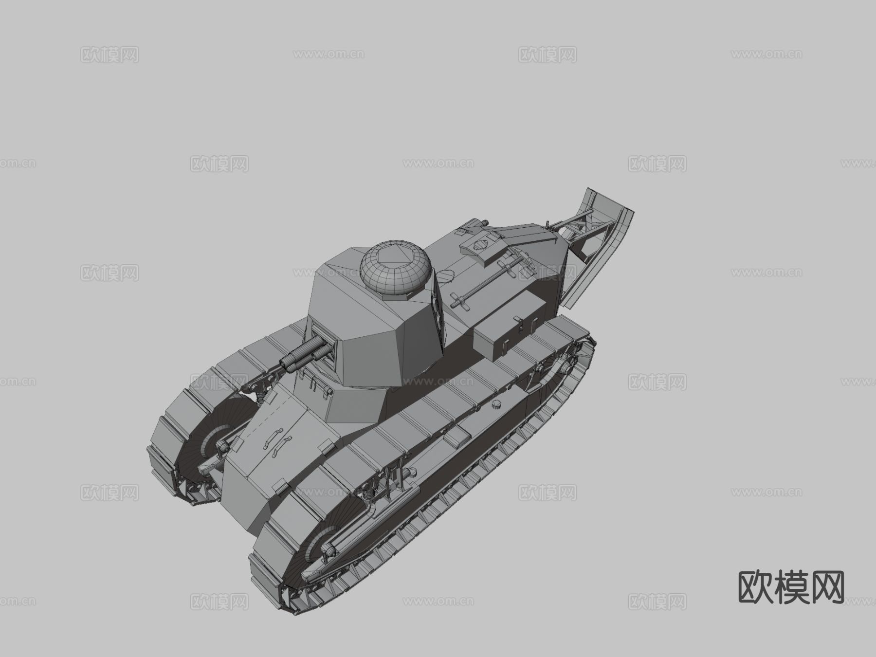雷诺坦克 履带车 装甲车su模型下载（渲染图3）