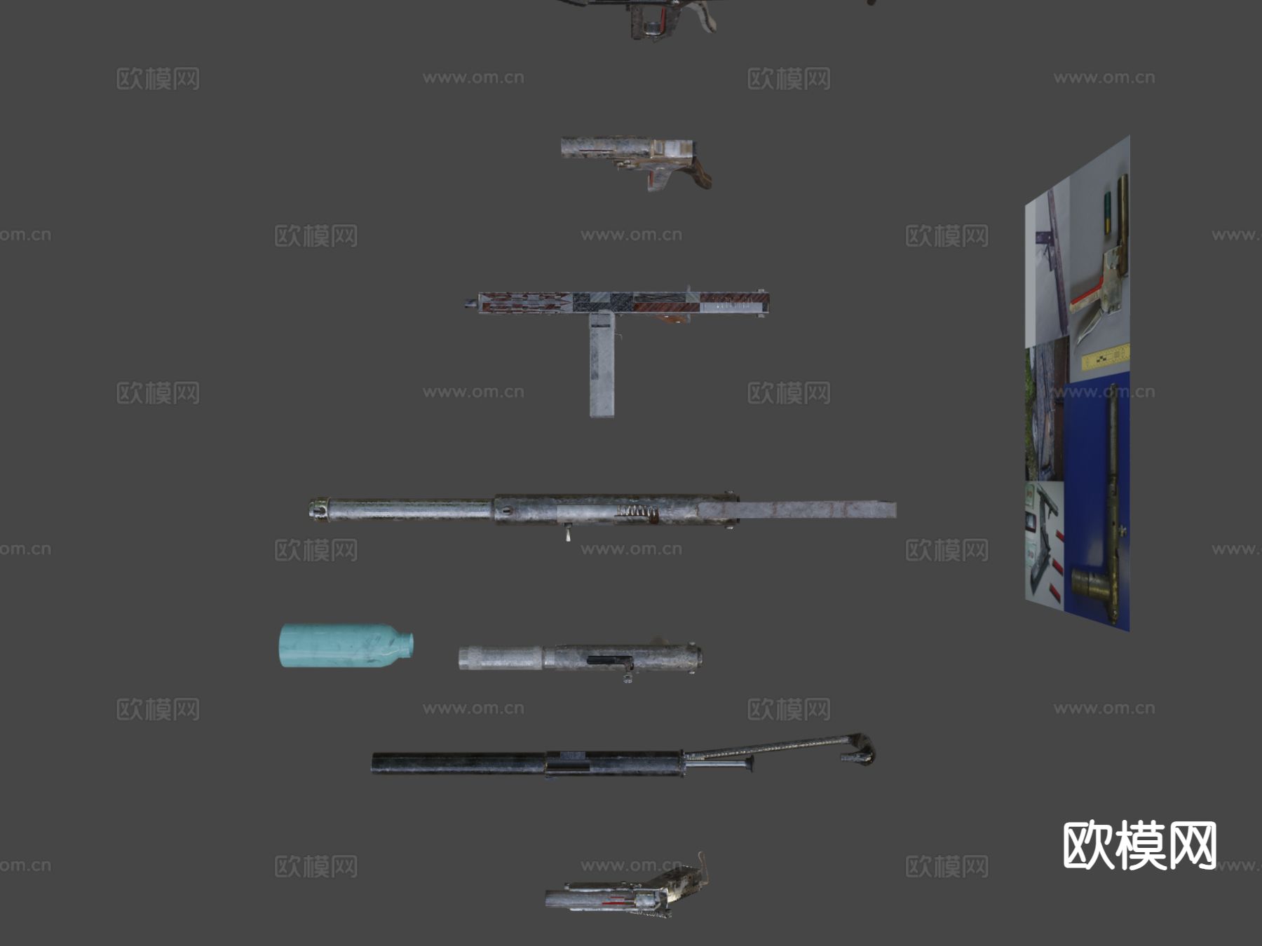 自制枪械包 枪支配件su模型下载（渲染图6）