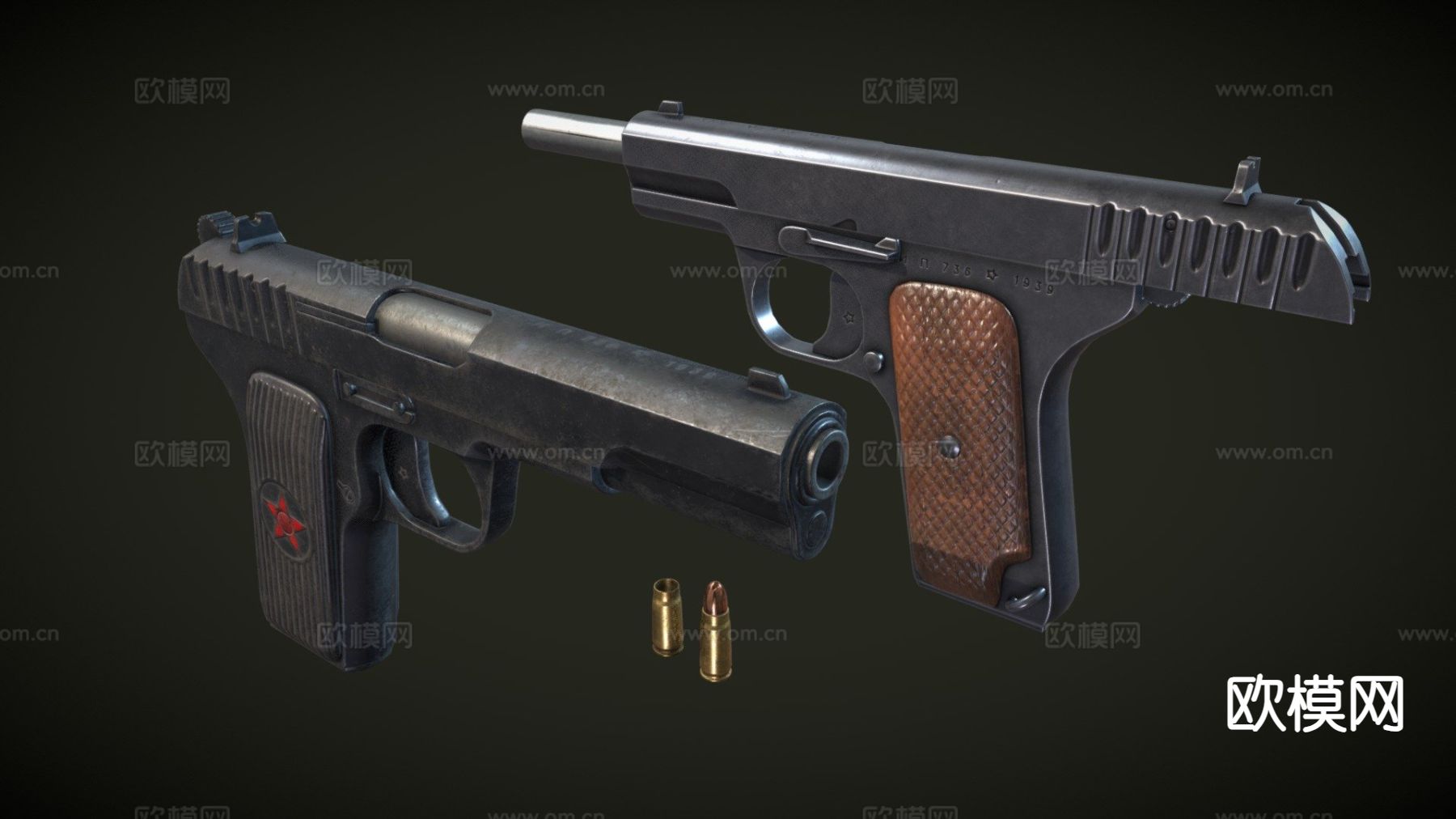 手枪su模型下载（渲染图2）