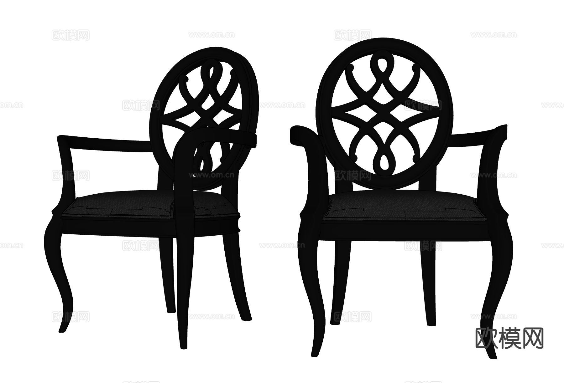 美式单椅 餐椅su模型下载（渲染图1）