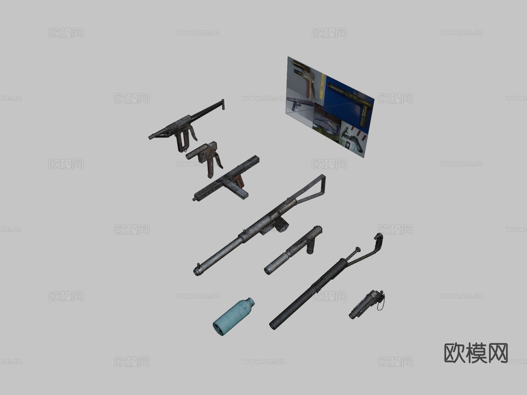 自制枪械包 枪支配件su模型下载（渲染图1）