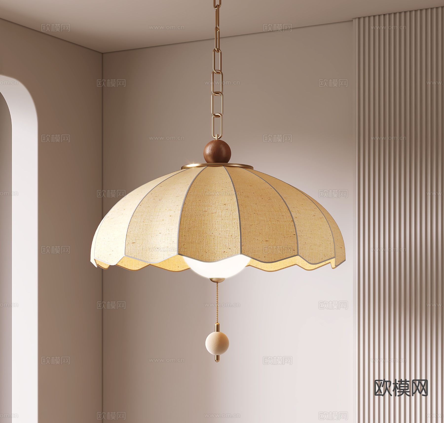 侘寂风吊灯su模型下载（渲染图2）