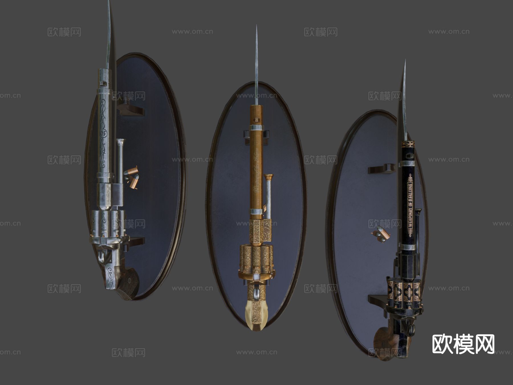 Gunblade 左轮手枪 枪支 枪械su模型下载（渲染图5）