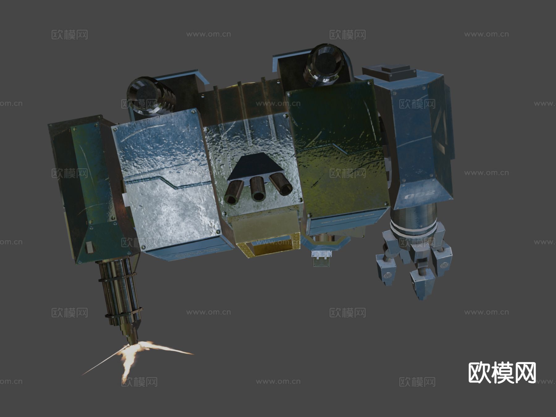 无畏级 步行者机枪 枪支 枪械su模型下载（渲染图7）