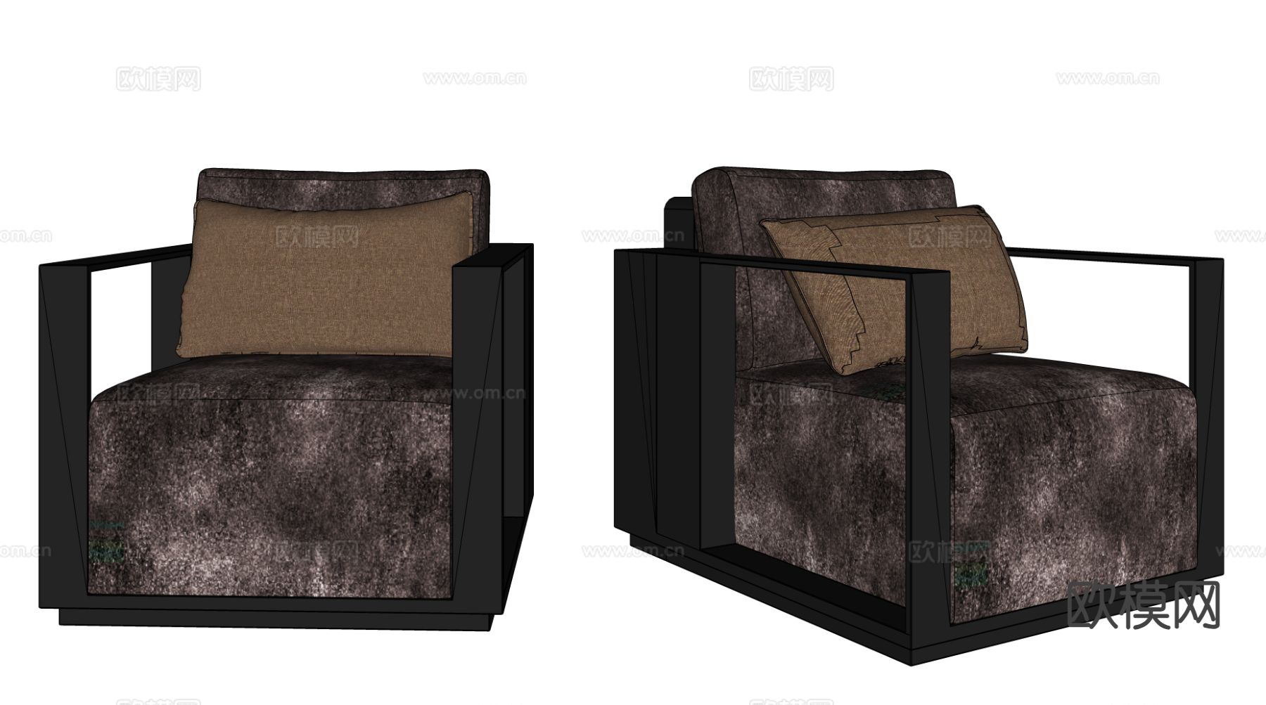 中古风休闲沙发su模型下载（渲染图1）