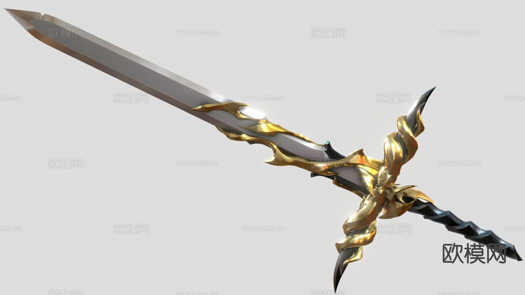 科幻光剑 大剑 游戏道具su模型下载（渲染图2）