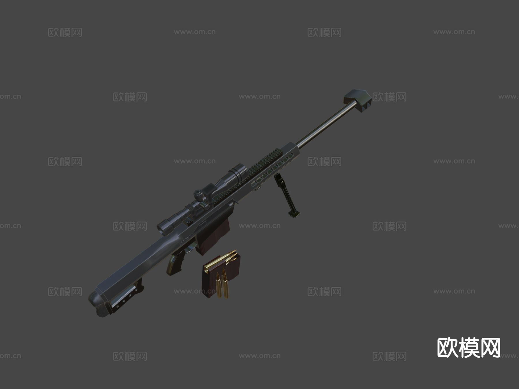 M82 50. 狙击步枪 枪支 枪械su模型下载（渲染图4）