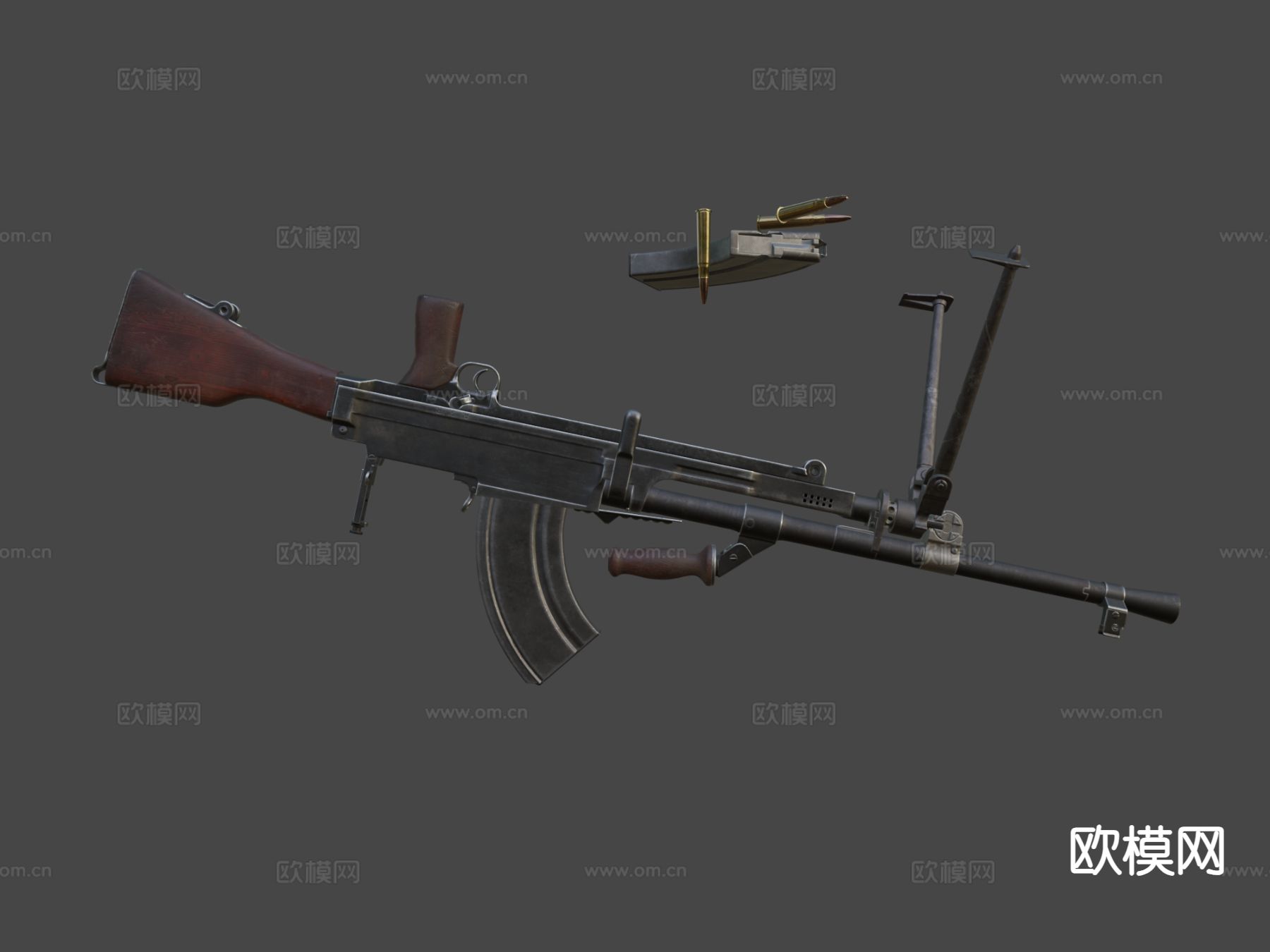 DP-28轻机枪su模型下载（渲染图6）