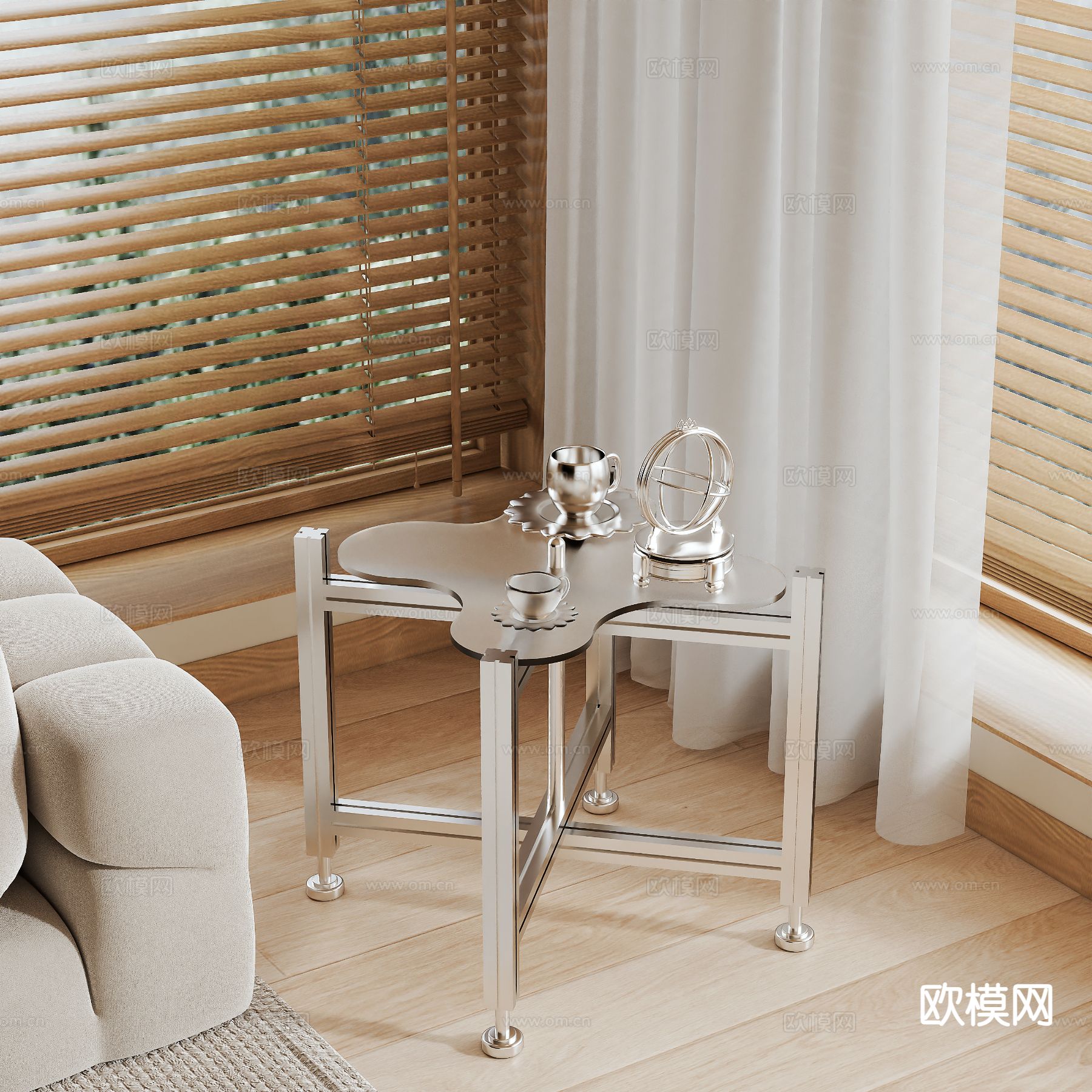 现代金属边几3d模型下载