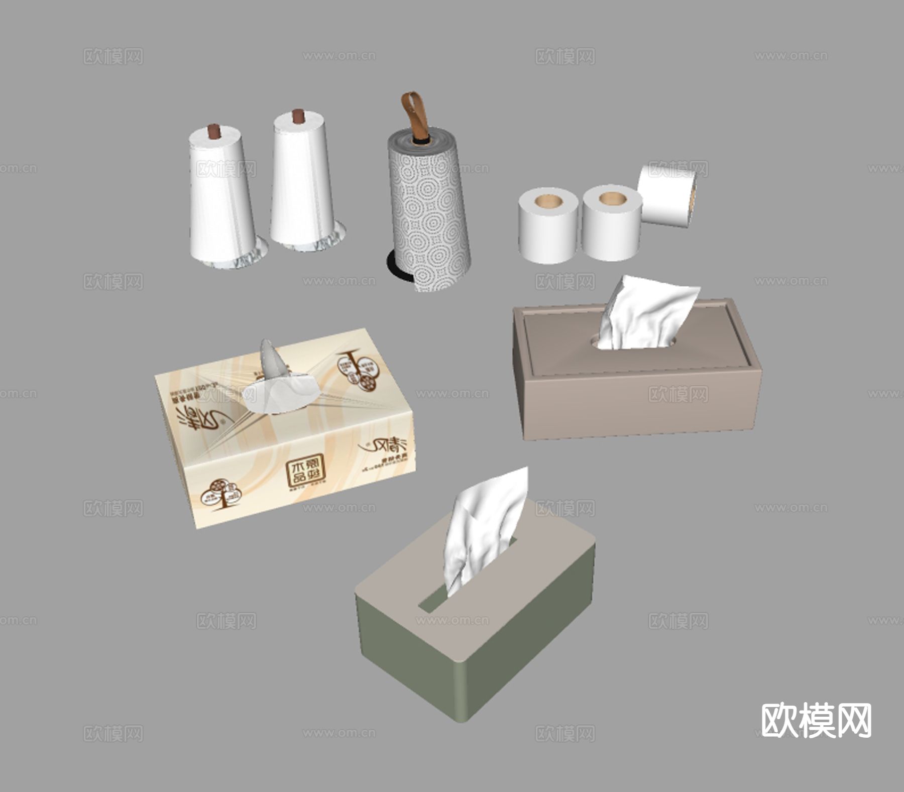 生活用品 纸巾盒 抽纸盒 餐巾纸su模型下载（渲染图1）
