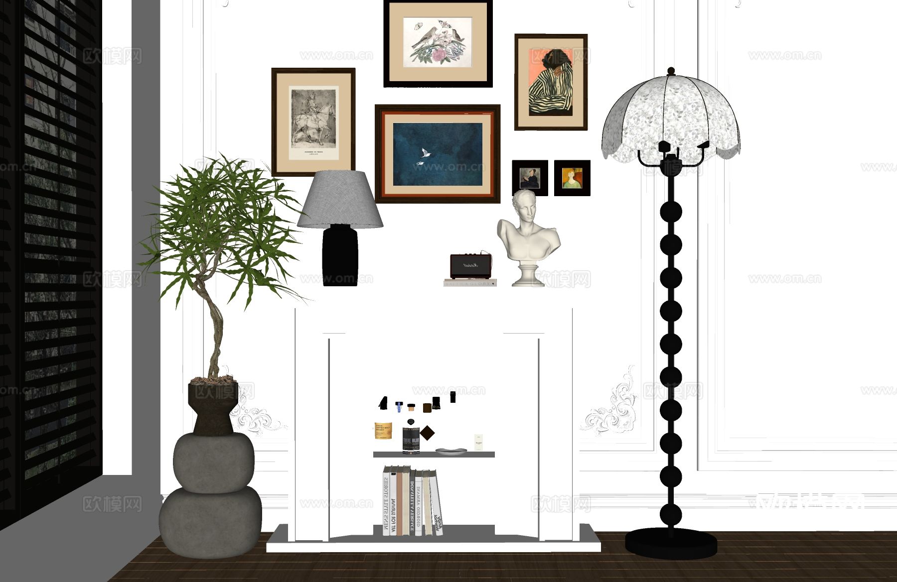 法式壁炉su模型下载（渲染图1）