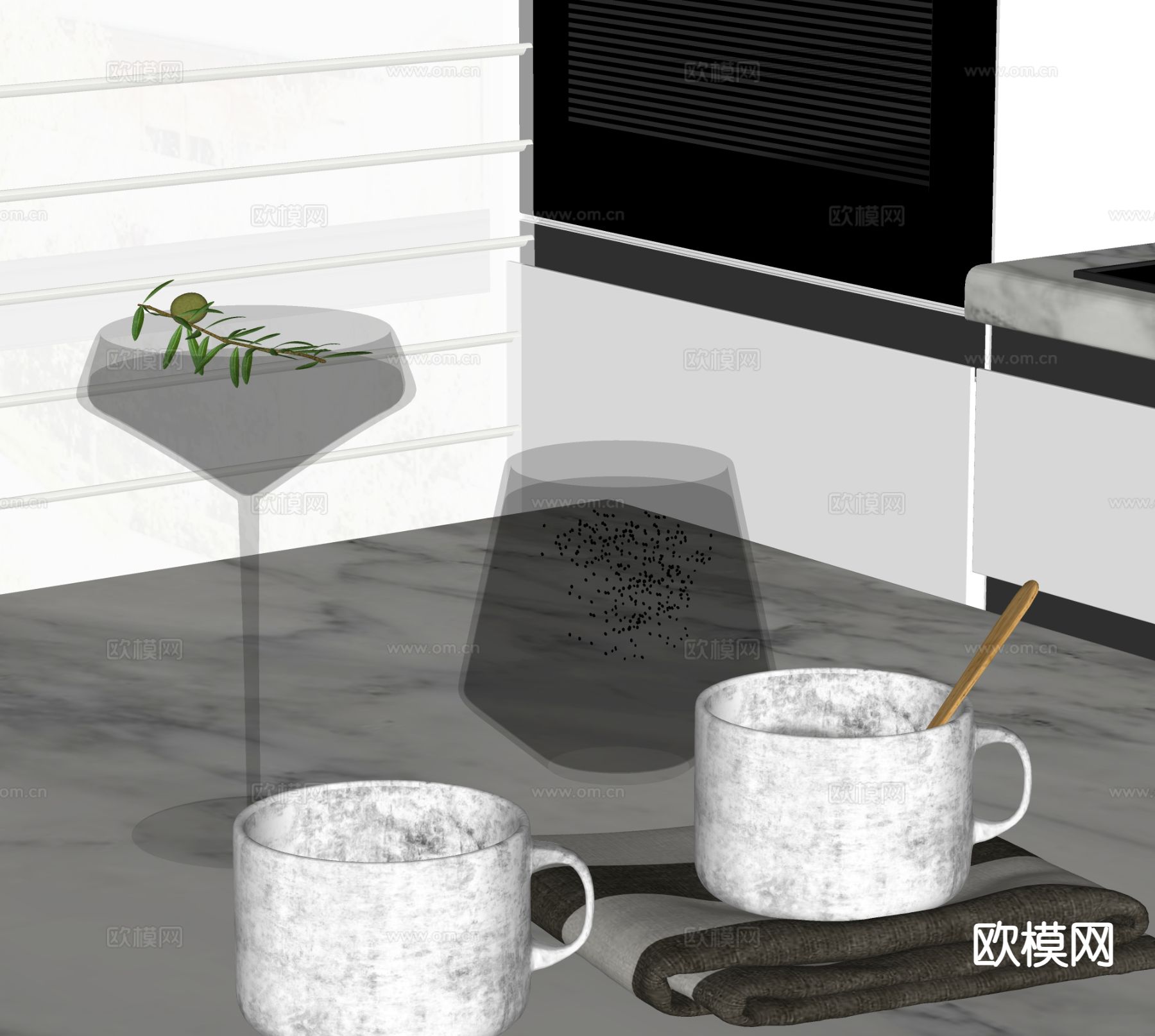 酒杯 酒水 香槟 高脚杯su模型下载（渲染图1）