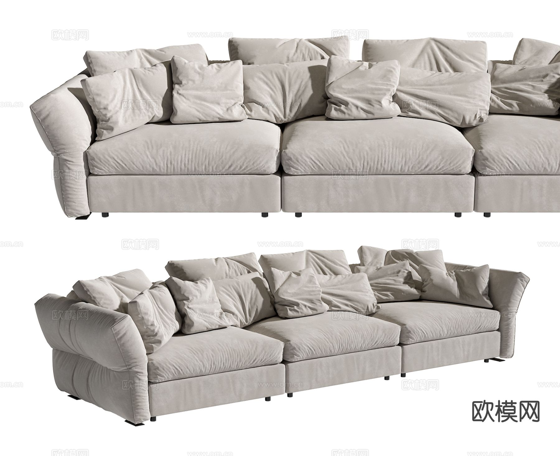现代多人沙发su模型下载（渲染图2）