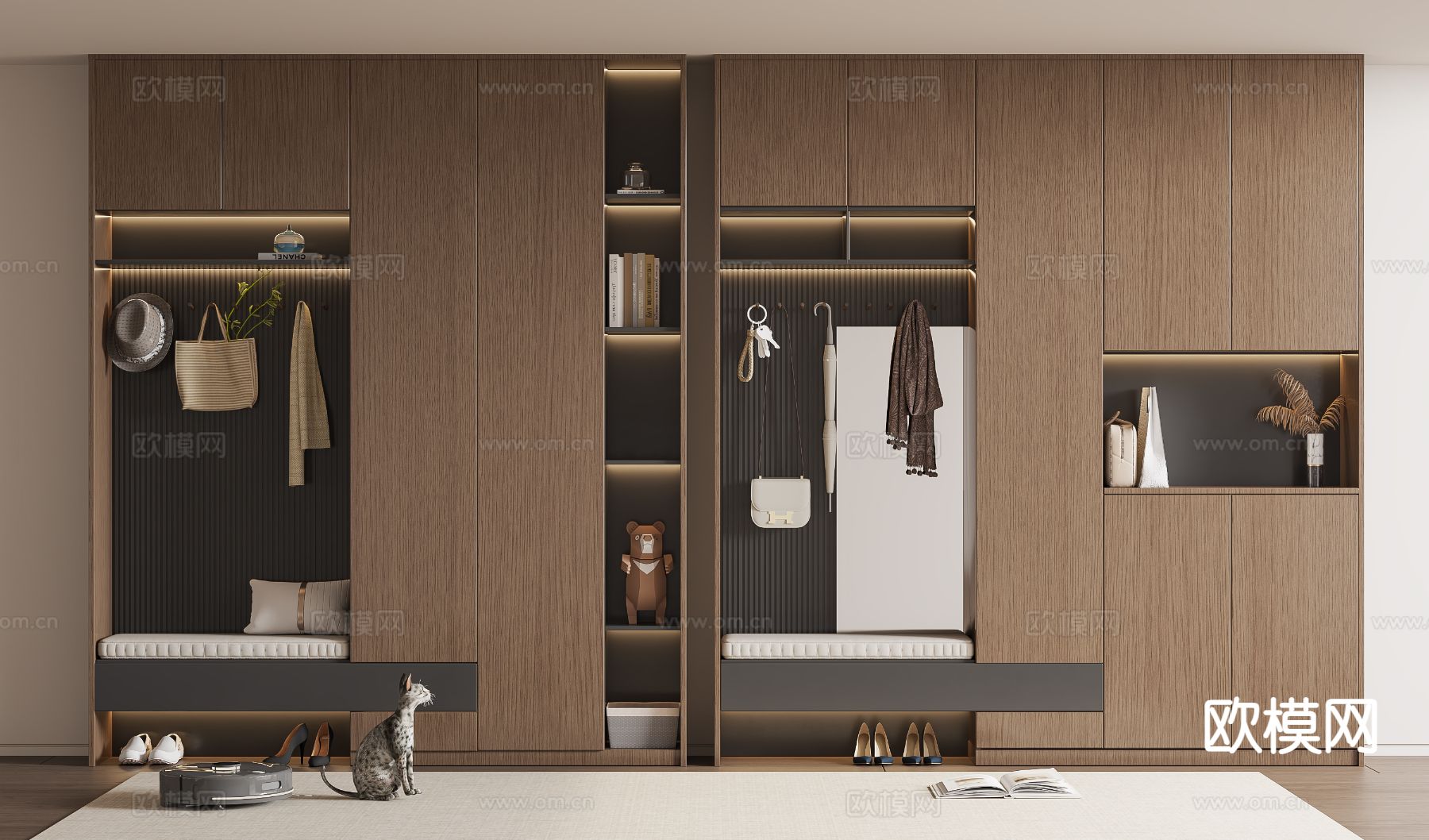 中古风鞋柜su模型下载（渲染图2）