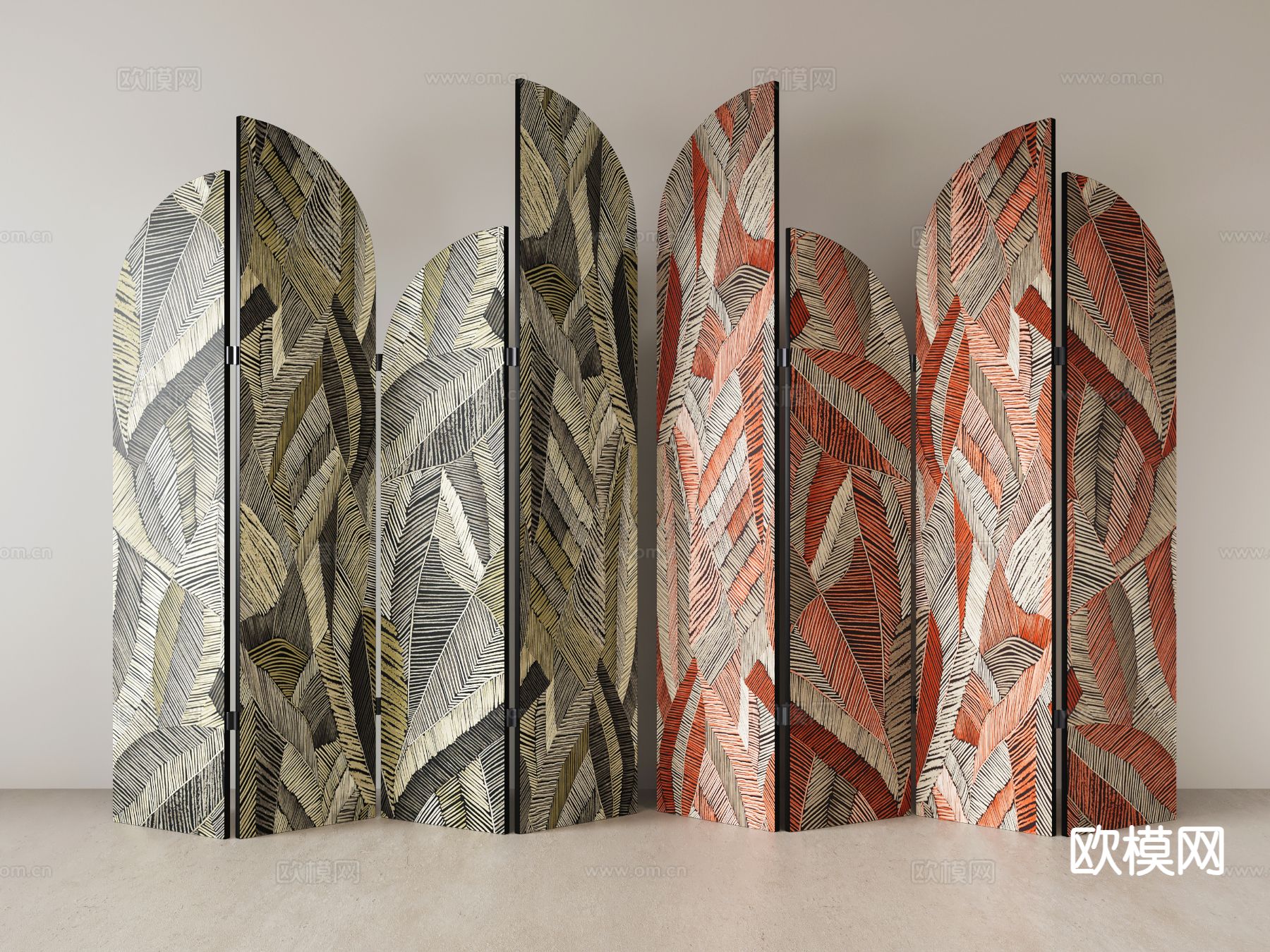 美式折叠屏风su模型下载（渲染图2）