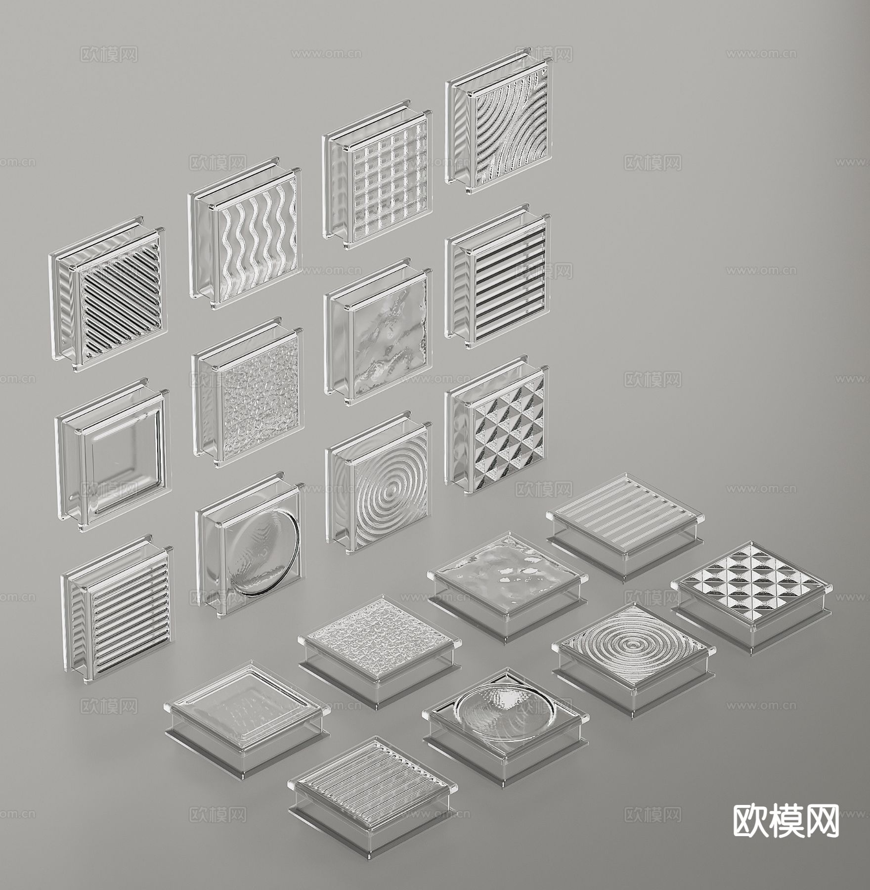 玻璃砖隔断3d模型