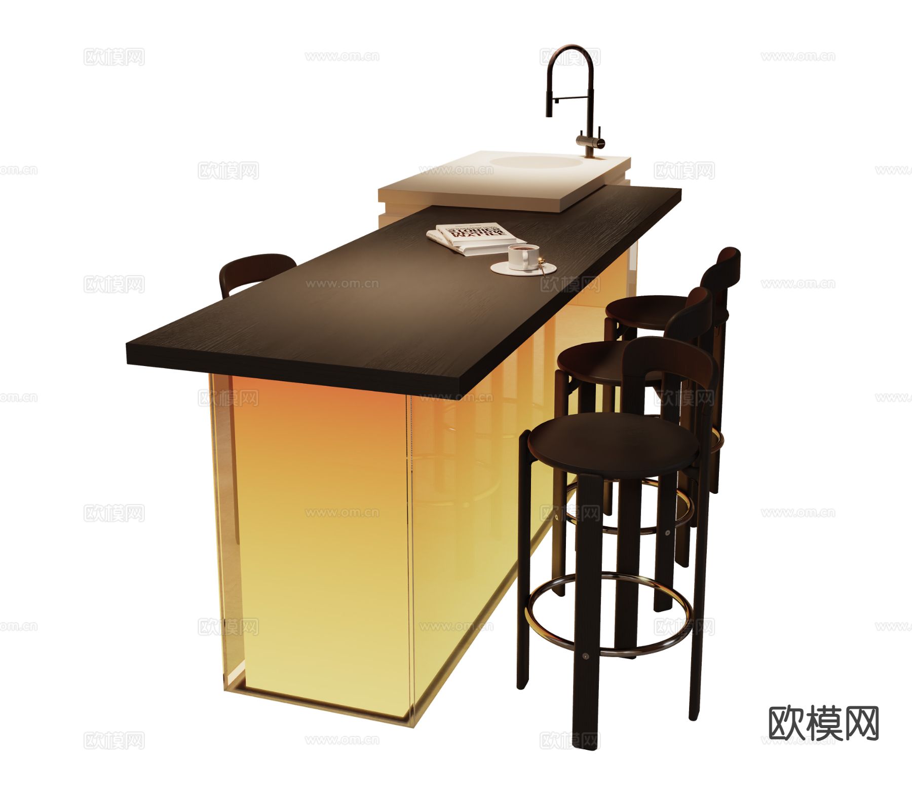 现代吧台3d模型下载（渲染图2）