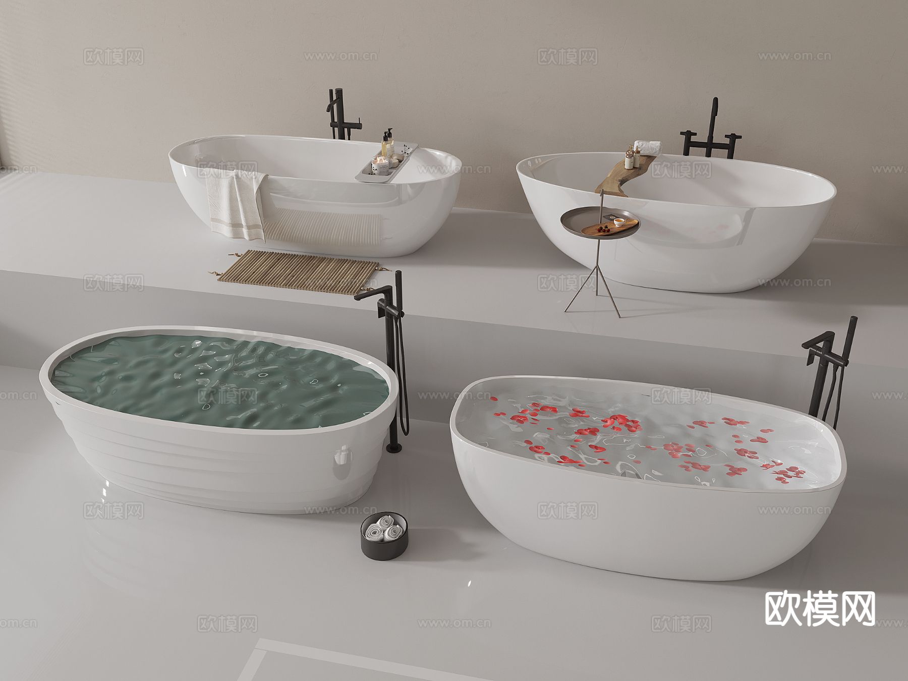 独立浴缸 陶瓷浴缸su模型下载（渲染图2）