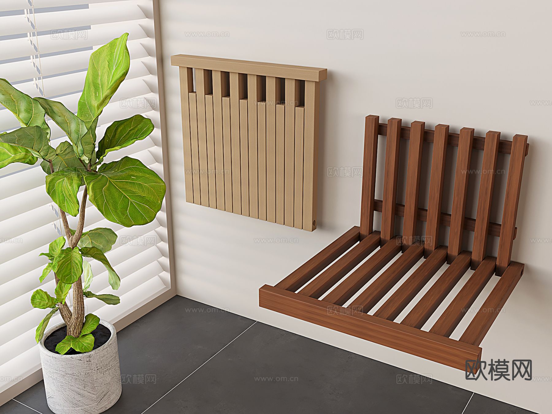 中古风换鞋凳 暗藏换鞋凳su模型下载（渲染图2）