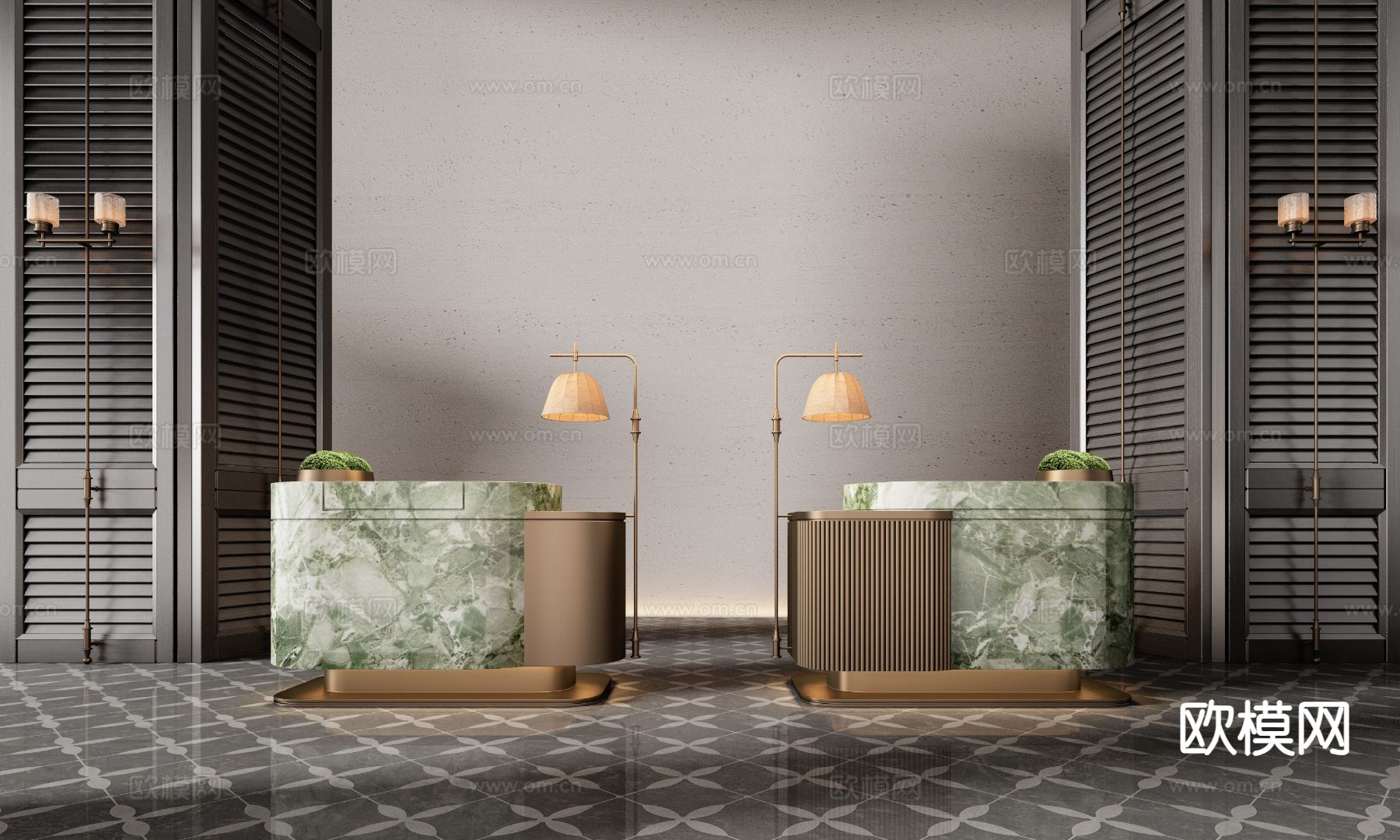 售楼处大堂 接待台 前台su模型下载（渲染图2）