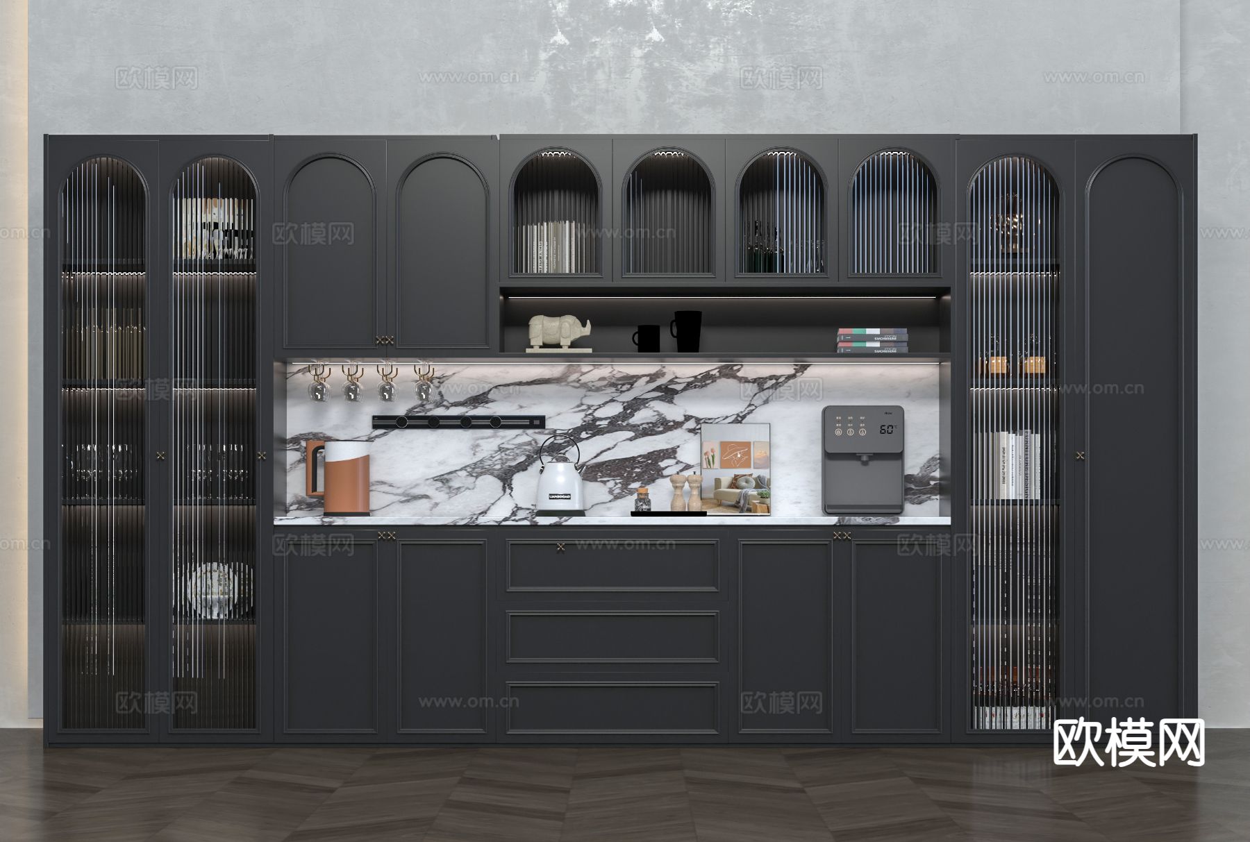 法式酒柜su模型下载（渲染图2）