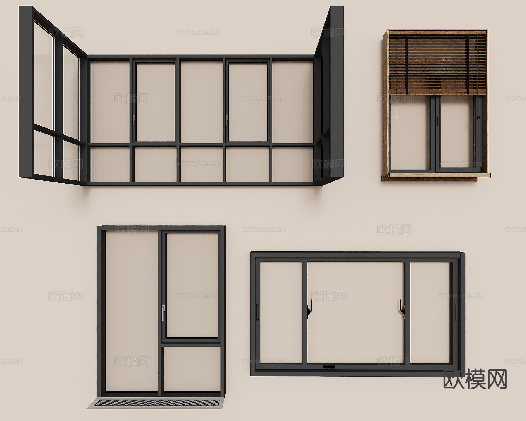 现代窗户 平开窗3d模型