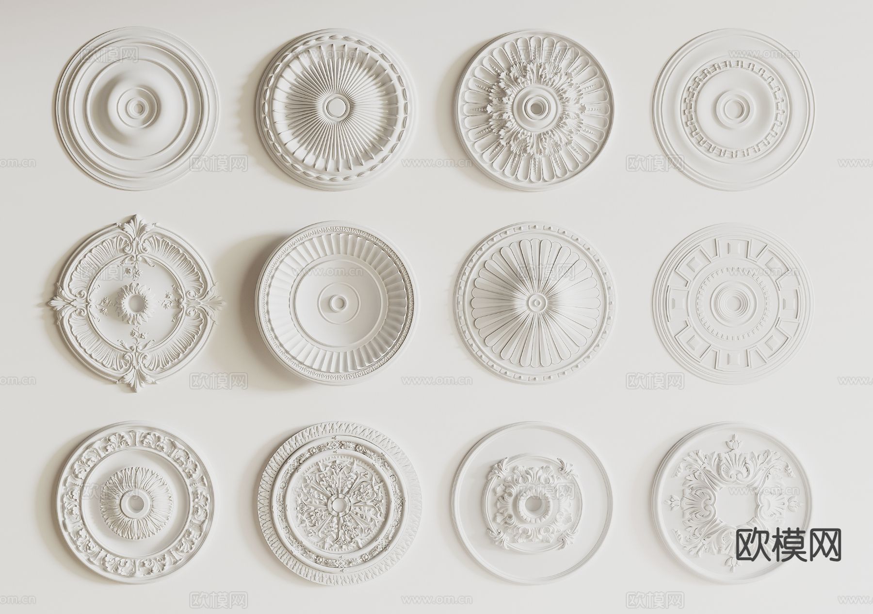 法式石膏雕花su模型下载（渲染图2）