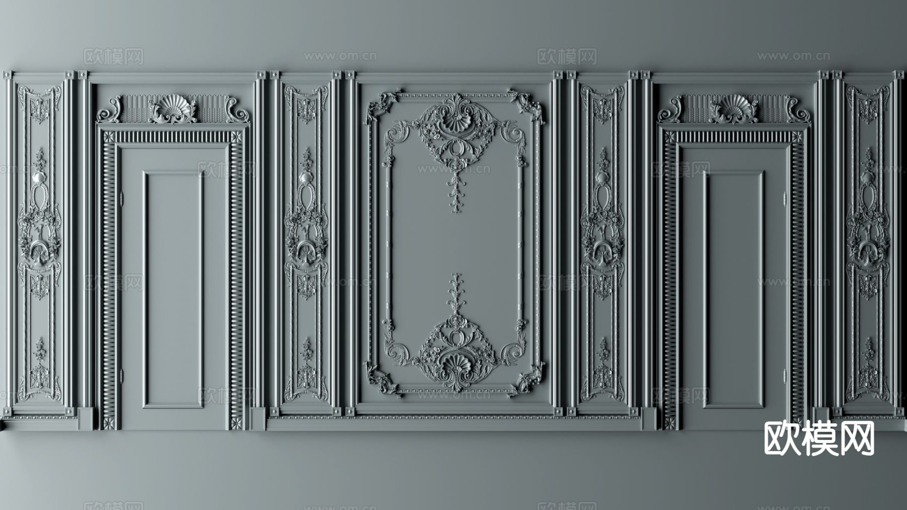 欧式护墙板su模型下载（渲染图2）