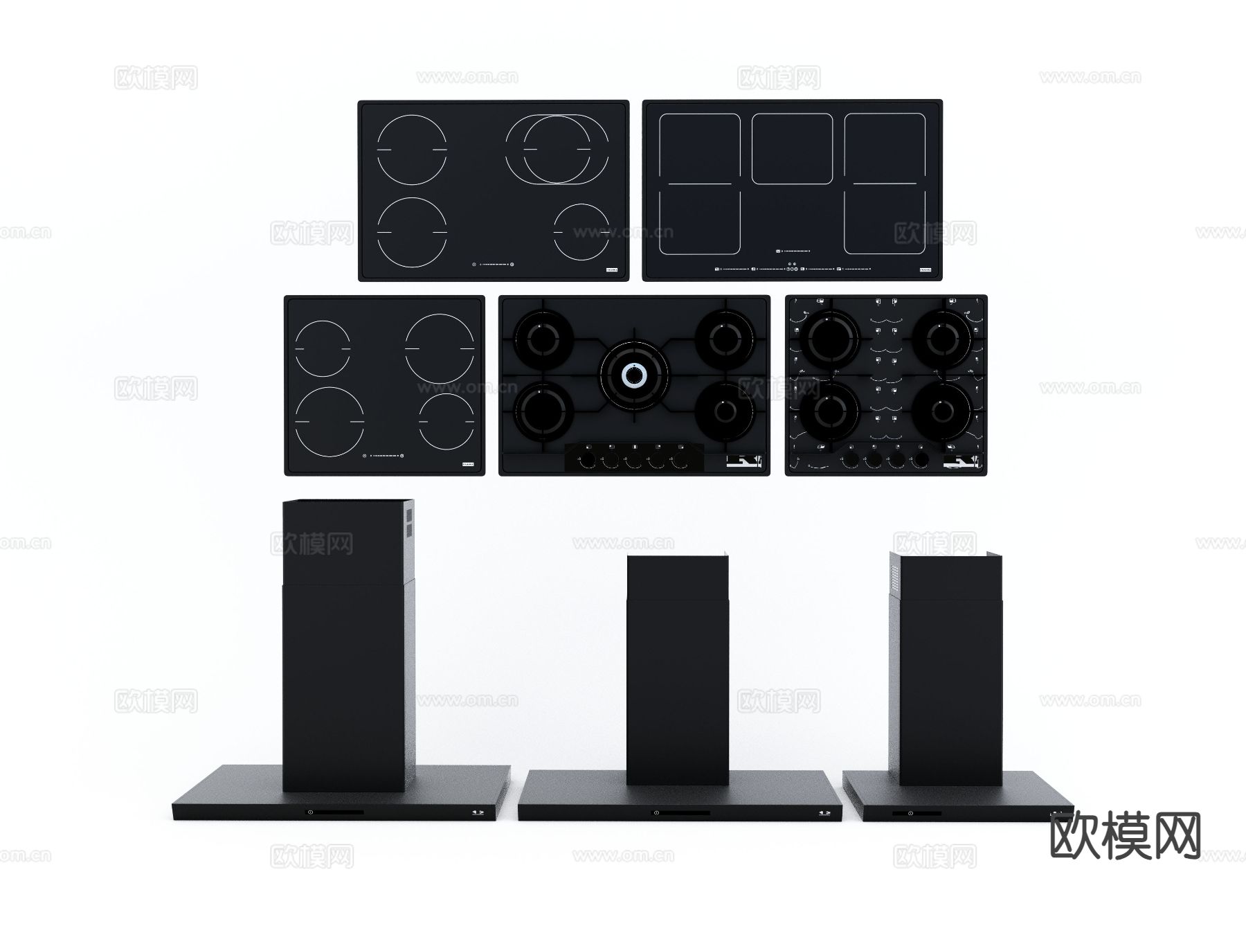 油烟机 电磁炉 煤气灶su模型下载（渲染图2）