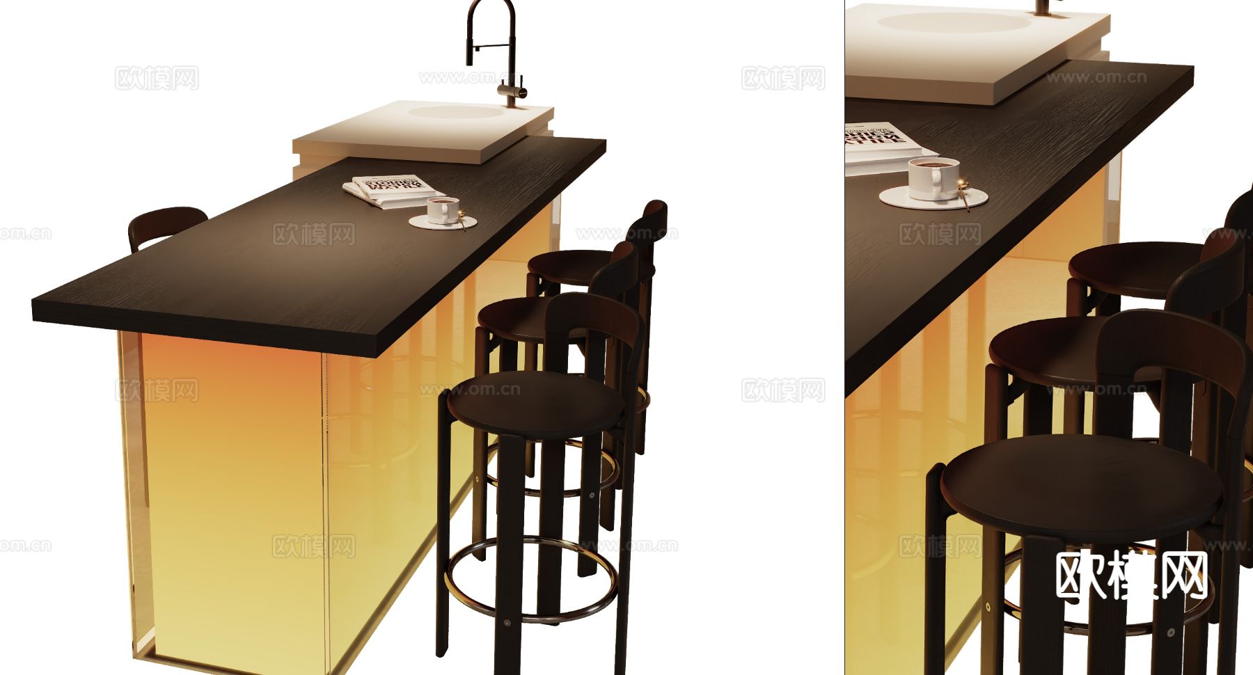 现代吧台3d模型下载（渲染图1）