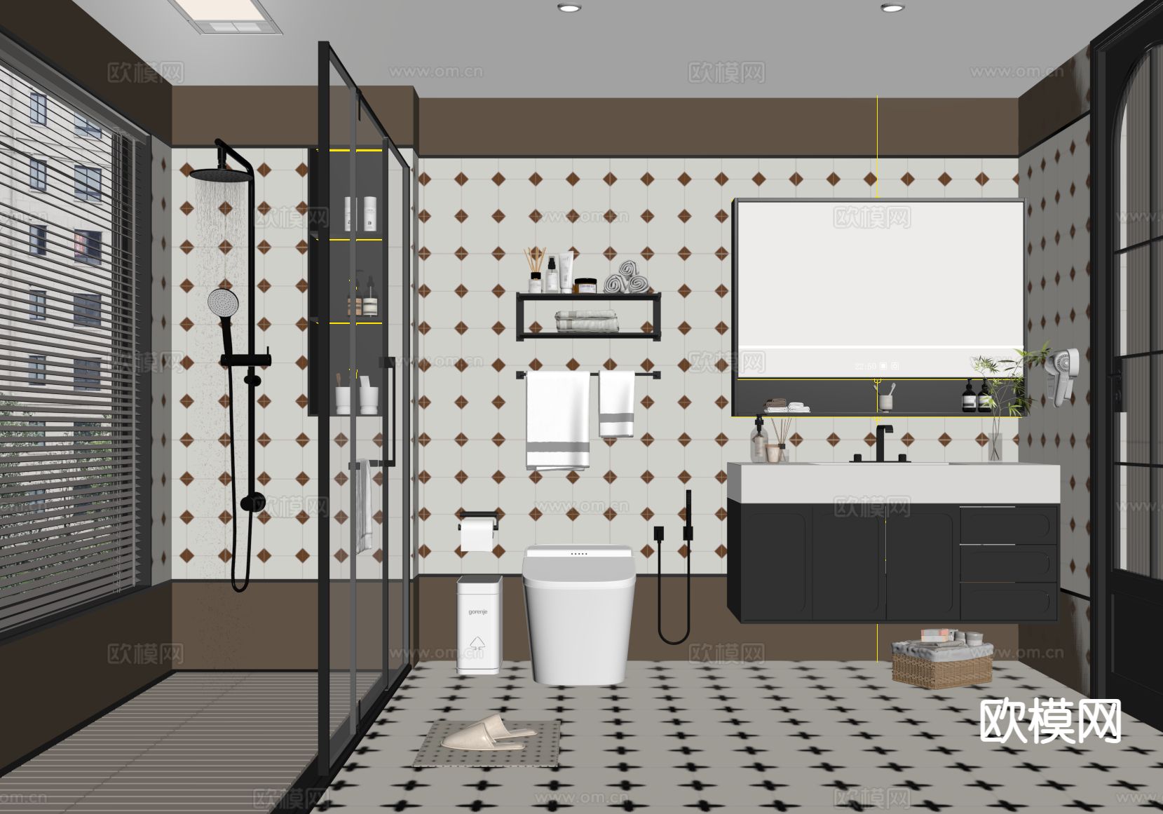 法式卫生间 浴室su模型下载（渲染图1）