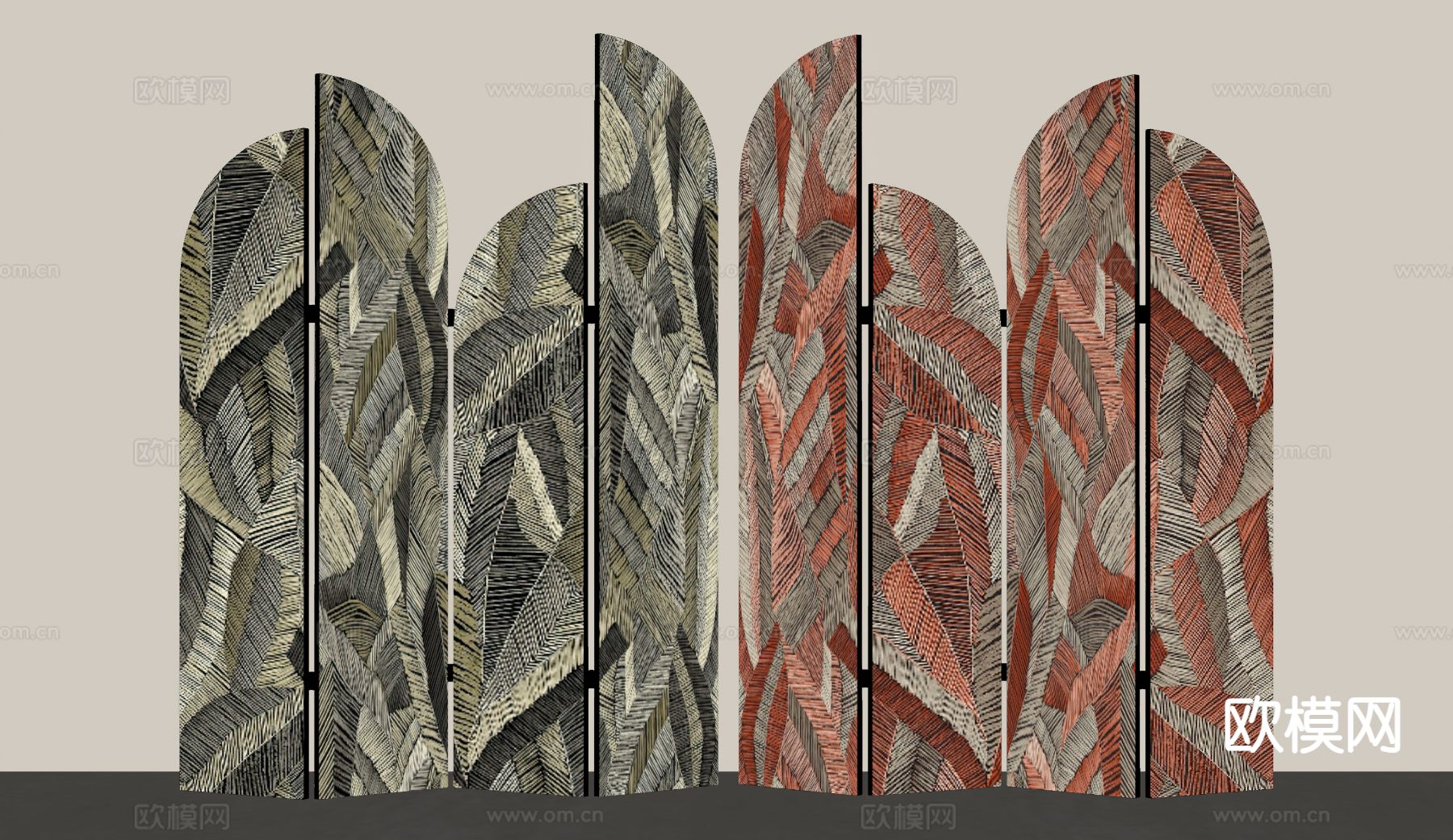 美式折叠屏风su模型下载（渲染图1）