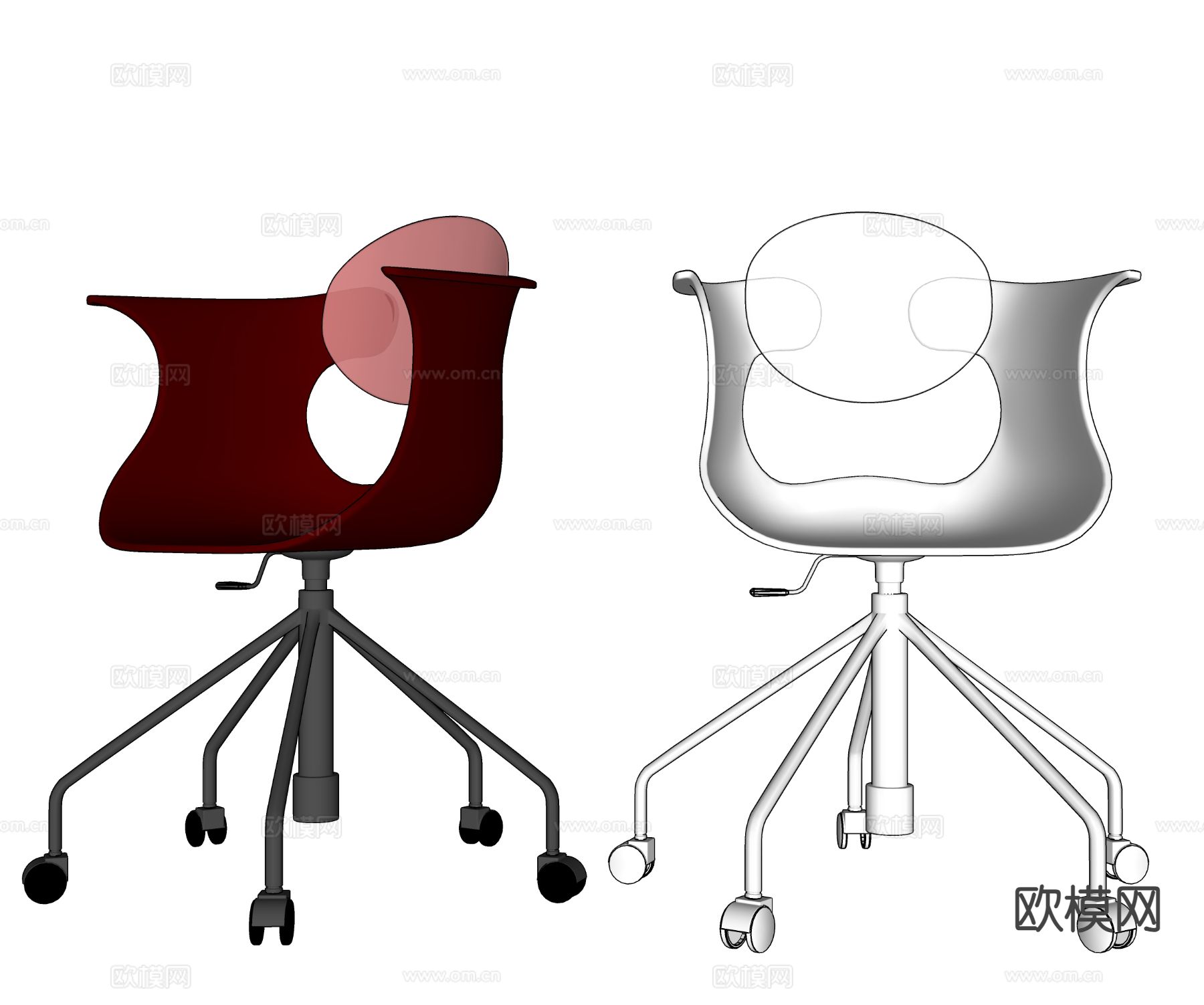 现代休闲椅 办公椅su模型下载（渲染图1）