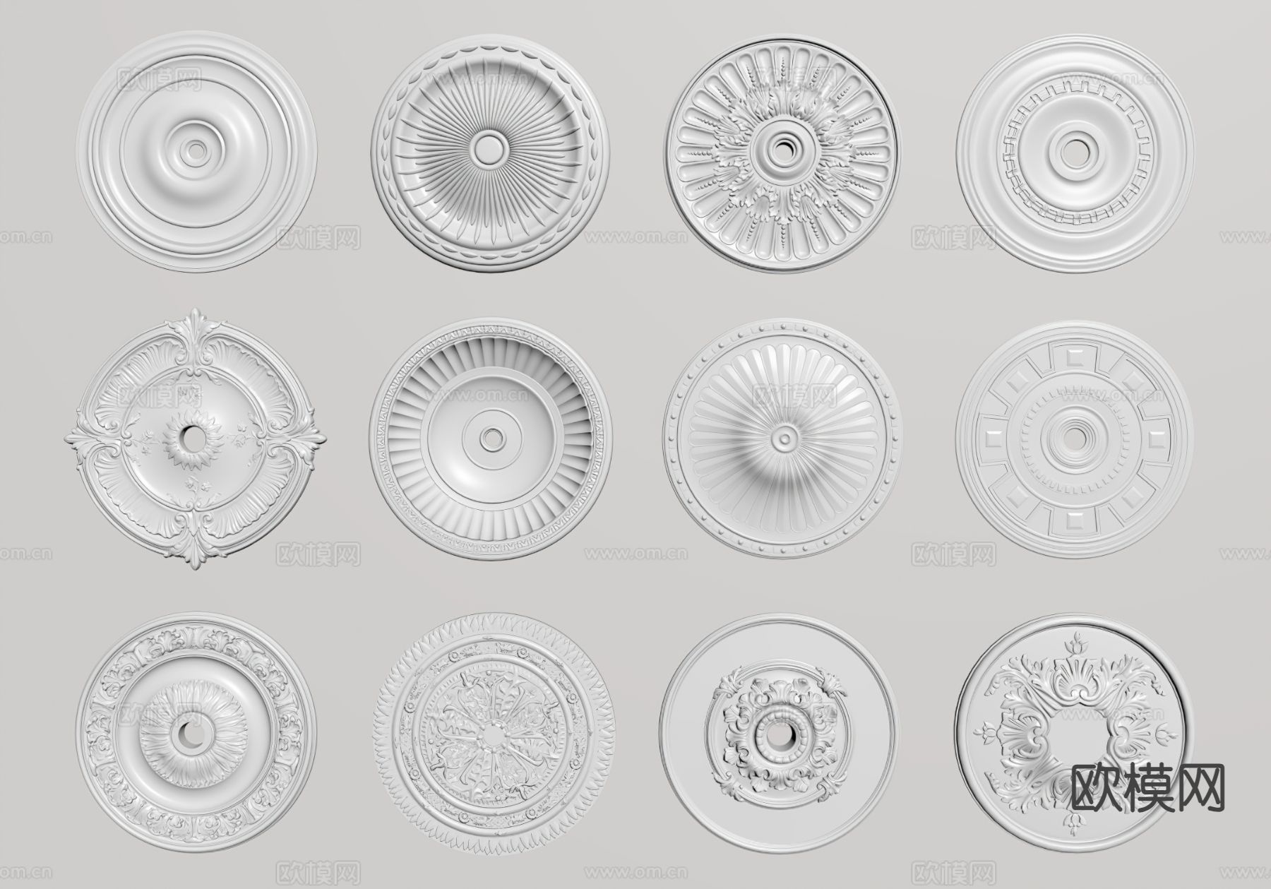 法式石膏雕花su模型下载（渲染图1）