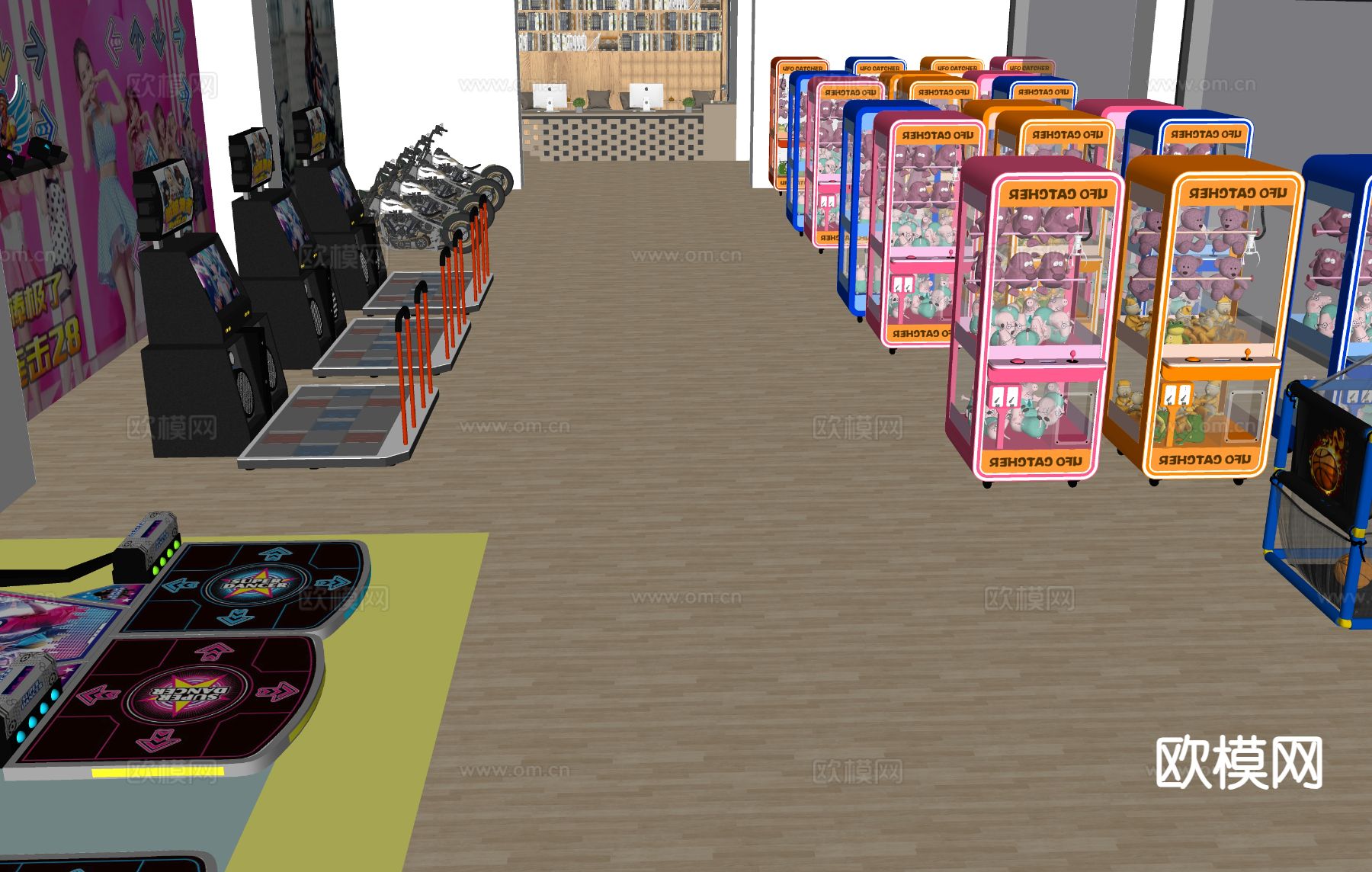 电玩城 健身瑜伽房su模型下载（渲染图1）