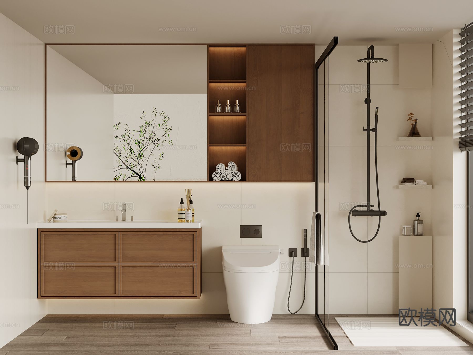 中古风卫生间 浴室3d模型下载