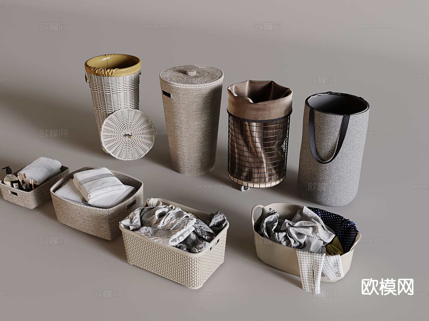 北欧收纳筐 收纳箱 生活用品su模型下载（渲染图2）